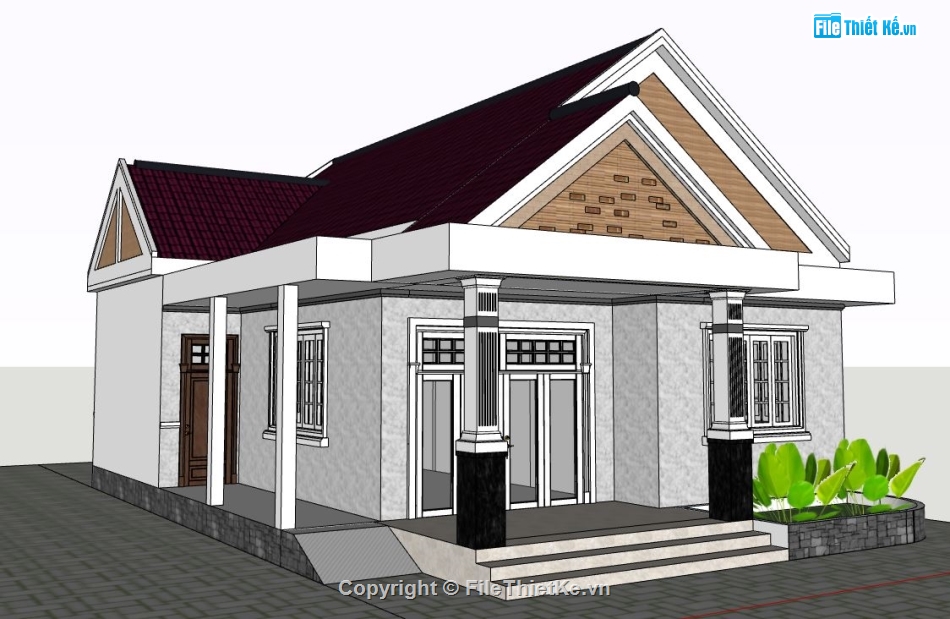 file su  nhà 1 tầng,model su nhà 1 tầng,sketchup nhà 1 tầng