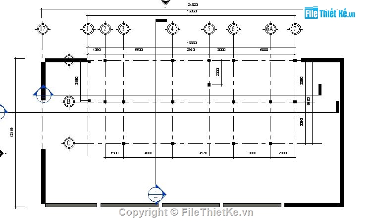 Nhà 2 tầng,revit nhà 2 tầng,revit nhà 7x17m,7x1m,revit kết cấu nhà 2 tầng,12x24m