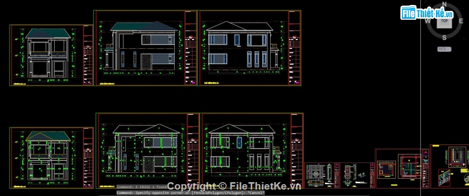 công trình nhà dân,Nhà 2 tầng 8x12m,Bản vẽ biệt thự 2 tầng,mẫu biệt thự 2 tầng,biệt thự 2 tầng 8.175x14.4m,Bản vẽ nhà phố