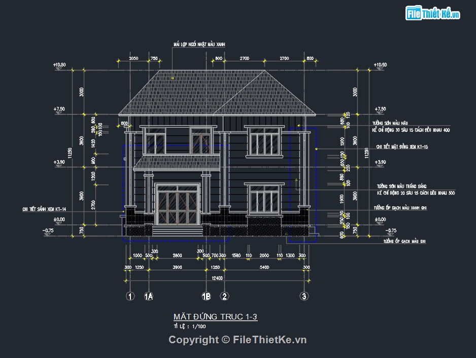 Nhà 2 tầng,bản vẽ nhà 2 tầng,file cad nhà 2 tầng,nhà mái nhật,bản vẽ nhà mái nhật