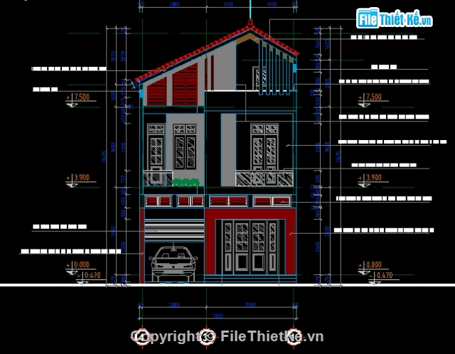 Nhà 2 tầng rưỡi,Nhà phố kích thước 7x17m,Nhà phố 2 tầng