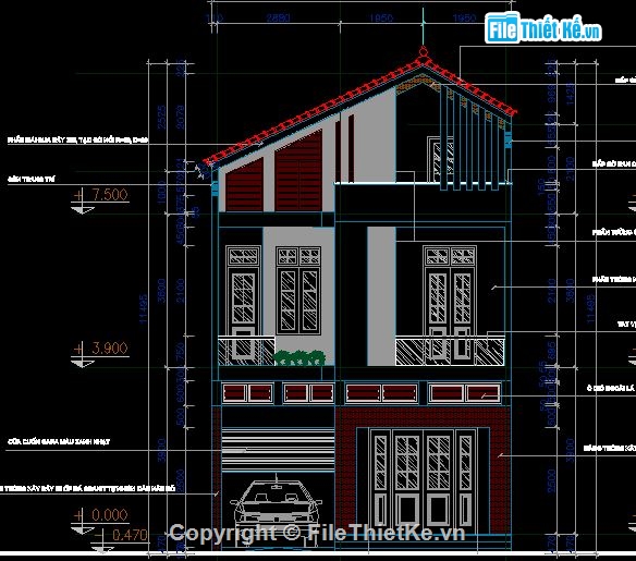 Nhà 2 tầng rưỡi,Nhà phố kích thước 7x17m,Nhà phố 2 tầng