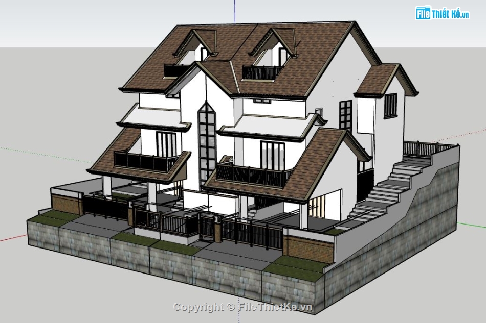 sketchup 2 tầng,model sketchup  Nhà phố 2 tầng,thiết kế nhà 2 tầng sketchup