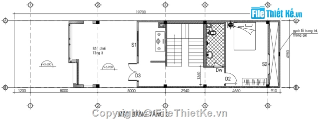 Nhà ở 3 tầng 5x20m,Nhà ở 3 tầng,Nhà phố 3 tầng,Thiết kế nhà phố 3 tầng