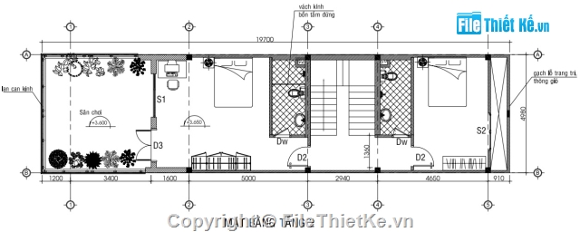 Nhà ở 3 tầng 5x20m,Nhà ở 3 tầng,Nhà phố 3 tầng,Thiết kế nhà phố 3 tầng