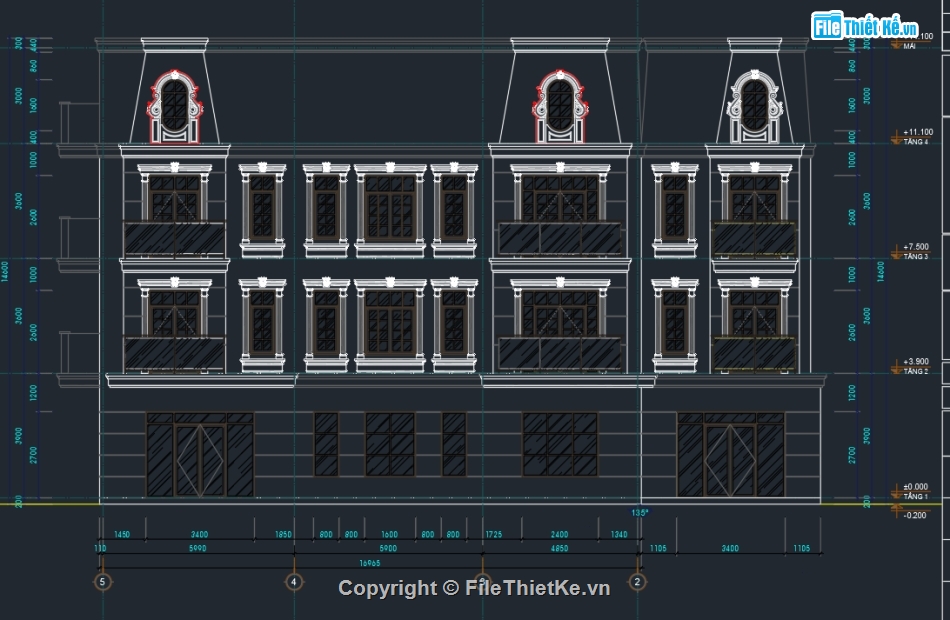 Kiến trúc nhà phố 4 tầng,nhà phố 4 tầng,file autocad nhà phố 4 tầng,bản vẽ nhà phố 4 tầng