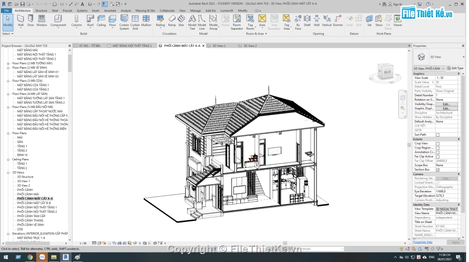 biệt thự 2 tầng,model biệt thự,mái nhật