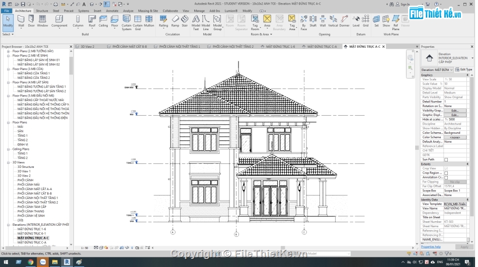 biệt thự 2 tầng,model biệt thự,mái nhật