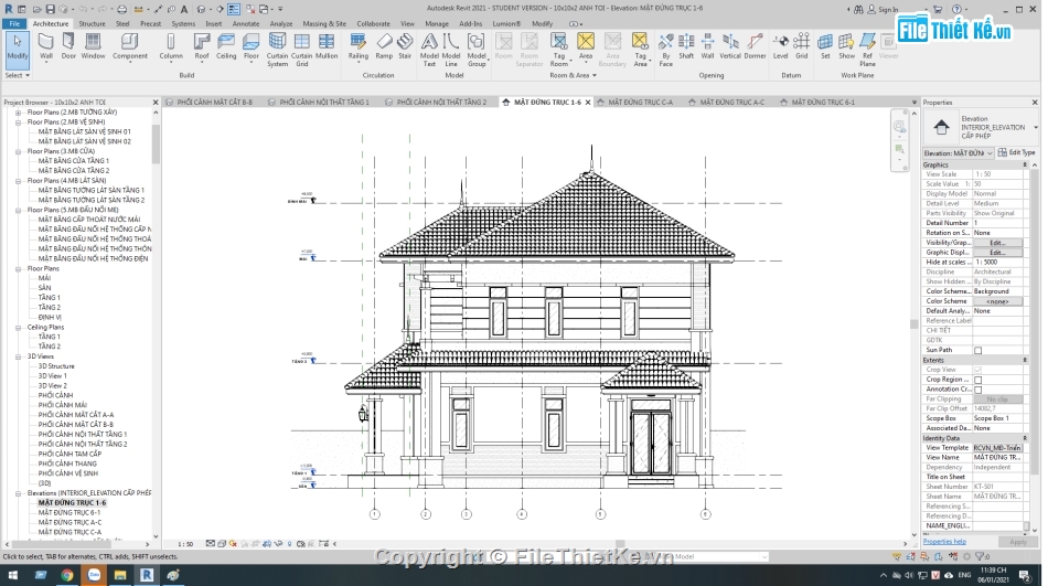 biệt thự 2 tầng,model biệt thự,mái nhật