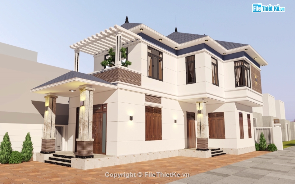 biệt thự 2 tầng,Nhà 2 tầng,autocad biệt thự mái nhật,bản vẽ nhà biệt thự mái nhật 2 tầng,hồ sơ thiết kế nhà 2 tầng mái nhật,bản vẽ thi công nhà 2 tầng