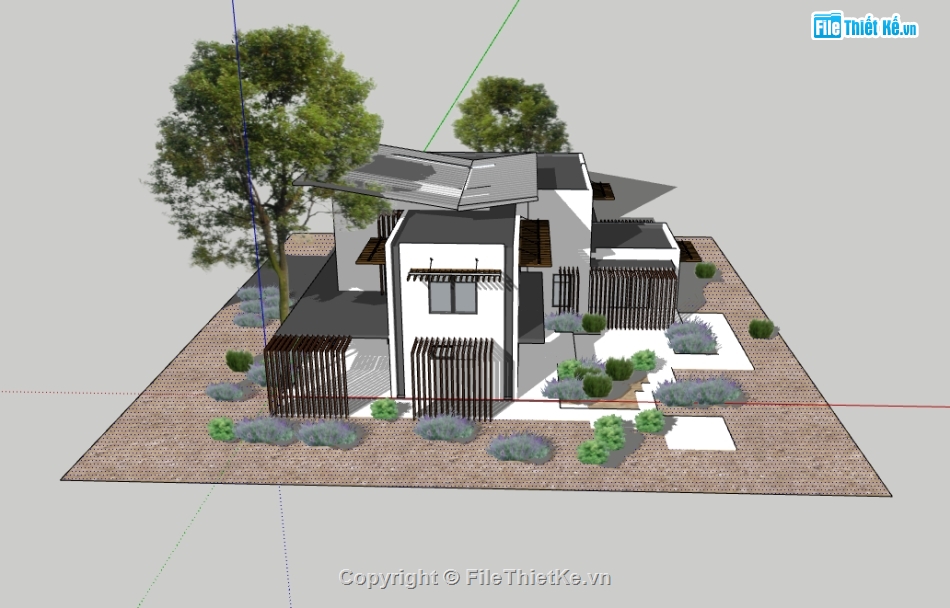 biệt thự hiện đại dựng sketchup,dựng 3d nhà biệt thự 2 tầng,thiết kế nhà biệt thự hiện đại