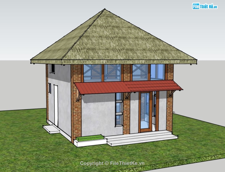 Nhà cấp 4,model su nhà cấp 4,file su nhà cấp 4,nhà cấp 4 file su,sketchup nhà cấp 4