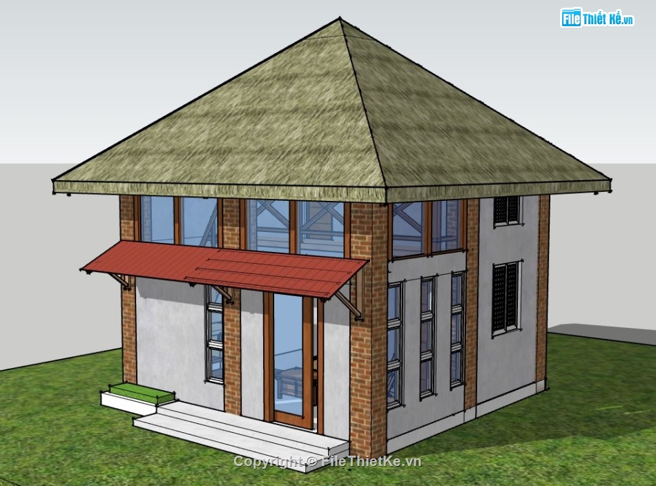 Nhà cấp 4,model su nhà cấp 4,file su nhà cấp 4,nhà cấp 4 file su,sketchup nhà cấp 4