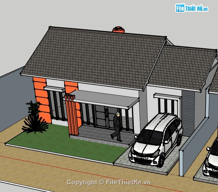 Nhà cấp 4,model su nhà cấp 4,file su nhà cấp 4,.sketchup nhà cấp 4,nhà cấp 4 file sketchup