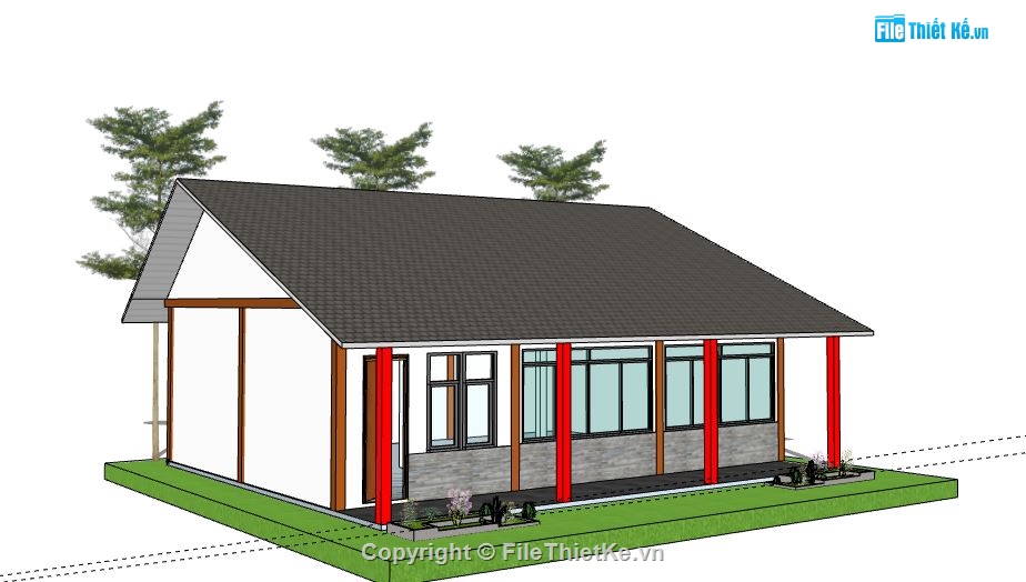 Nhà cấp 4,model su nhà cấp 4,file su nhà cấp 4,sketchup nhà cấp 4