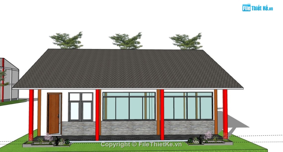 Nhà cấp 4,model su nhà cấp 4,file su nhà cấp 4,sketchup nhà cấp 4
