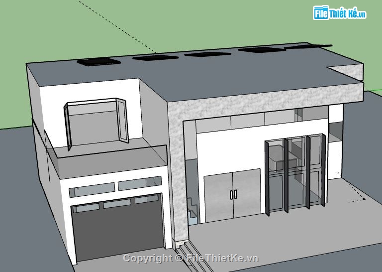 Nhà cấp 4 model su,nhà cấp 4 model sketchup,Nhà cấp 4