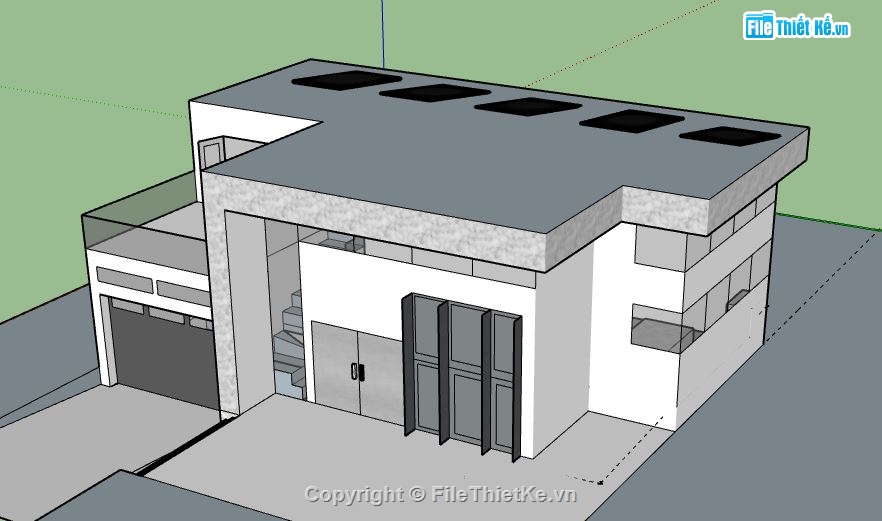 Nhà cấp 4 model su,nhà cấp 4 model sketchup,Nhà cấp 4