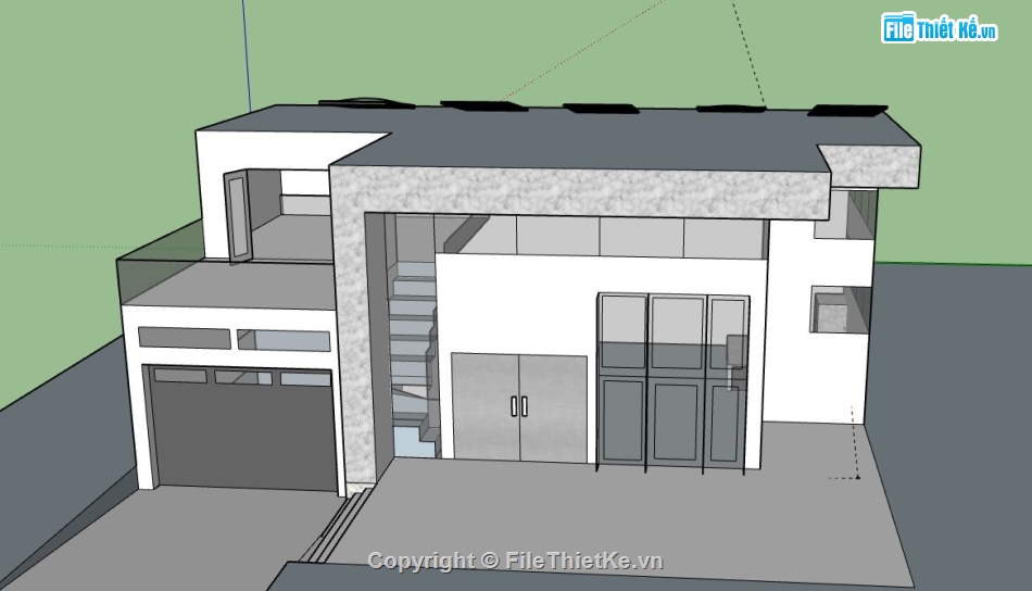 Nhà cấp 4 model su,nhà cấp 4 model sketchup,Nhà cấp 4