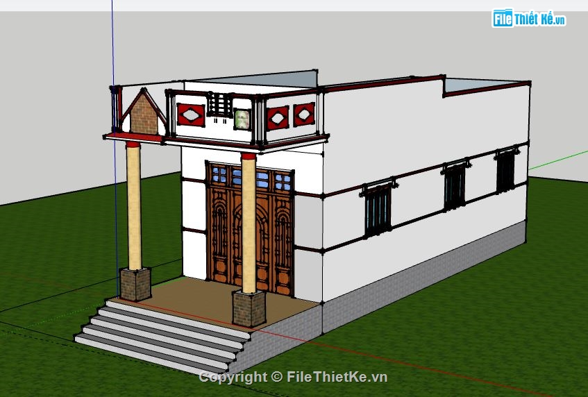 Nhà cấp 4,model su nhà cấp 4,sketchup nhà cấp 4,file su nhà cấp 4,nhà cấp 4 file su