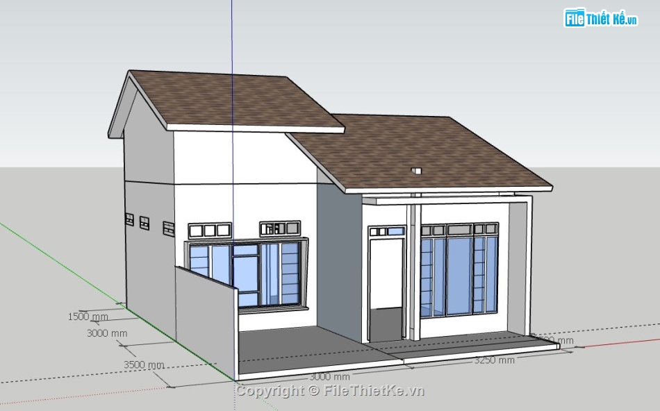 Nhà cấp 4,Nhà cấp 4 model su,file su nhà cấp 4,sketchup nhà cấp 4,nhà cấp 4 model su