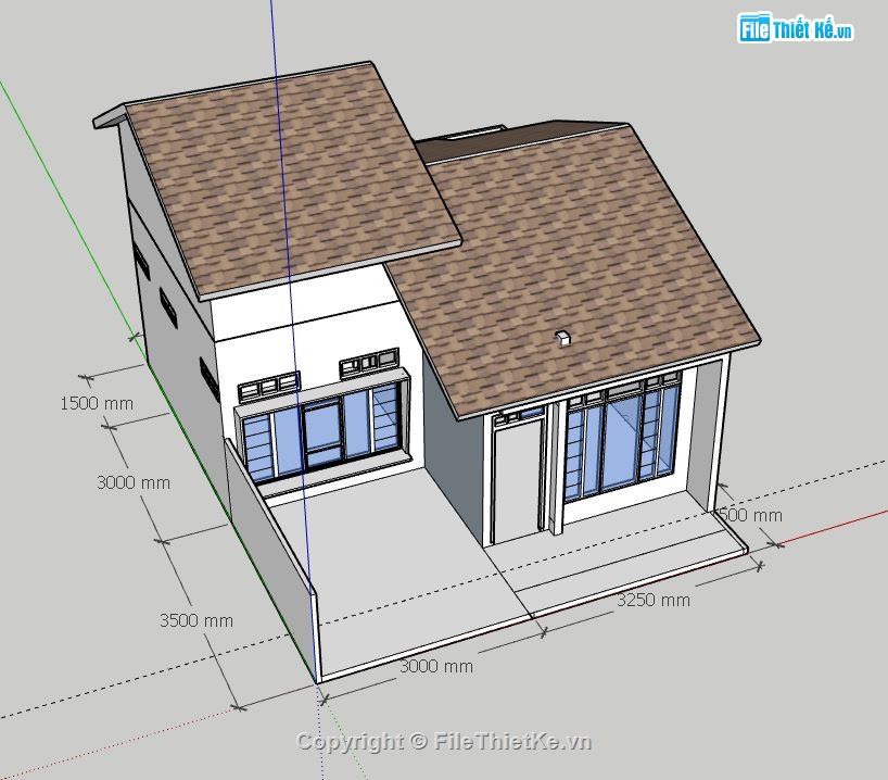 Nhà cấp 4,Nhà cấp 4 model su,file su nhà cấp 4,sketchup nhà cấp 4,nhà cấp 4 model su