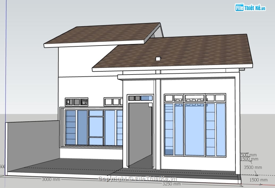 Nhà cấp 4,Nhà cấp 4 model su,file su nhà cấp 4,sketchup nhà cấp 4,nhà cấp 4 model su