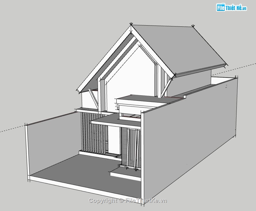 Nhà cấp 4,file su nhà cấp 4,sketchup nhà cấp 4,model su nhà cấp 4