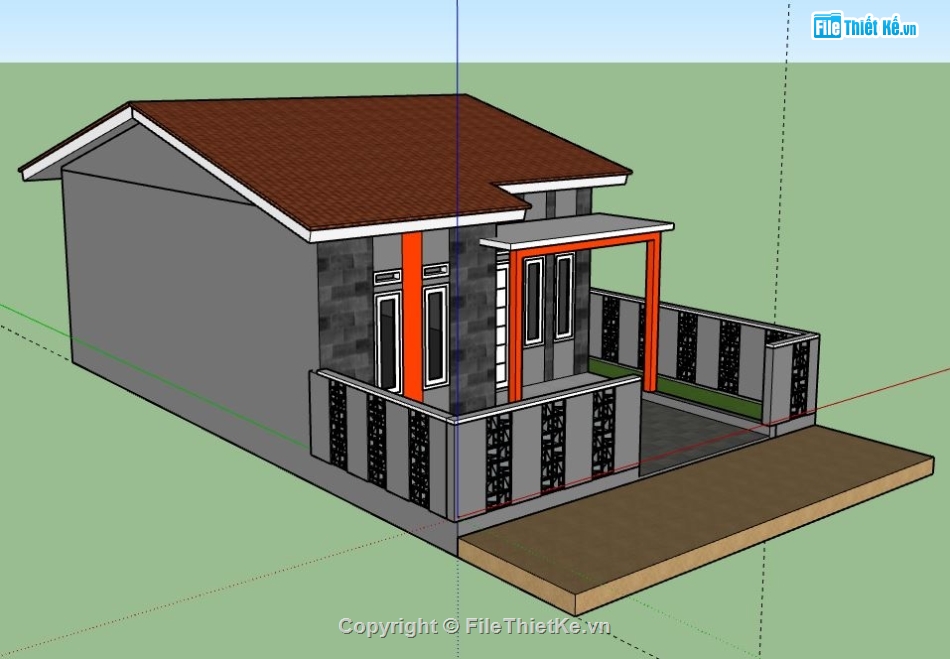 Nhà cấp 4,model su nhà cấp 4,nhà cấp 4 model su,sketchup nhà cấp 4