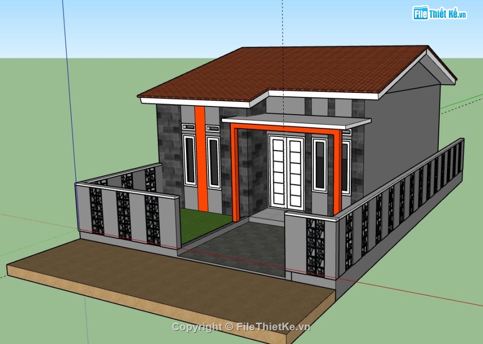 Nhà cấp 4,model su nhà cấp 4,nhà cấp 4 model su,sketchup nhà cấp 4