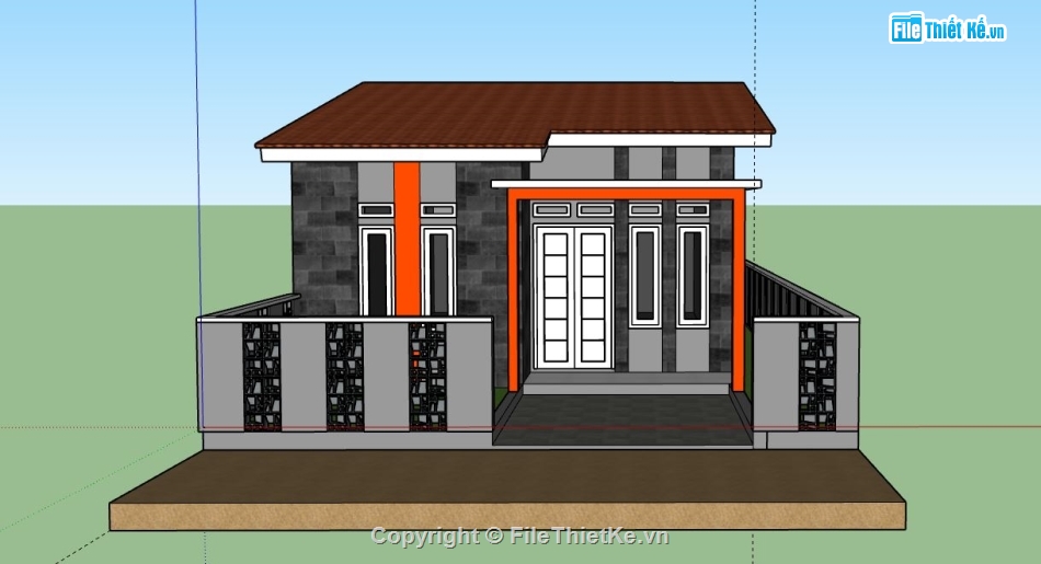 Nhà cấp 4,model su nhà cấp 4,nhà cấp 4 model su,sketchup nhà cấp 4