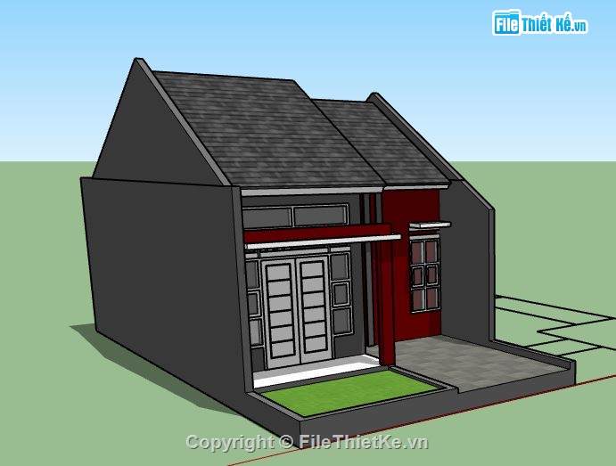 Nhà cấp 4,model su nhà cấp 4,sketchup nhà cấp 4,nhà cấp 4 model su,file su nhà cấp 4