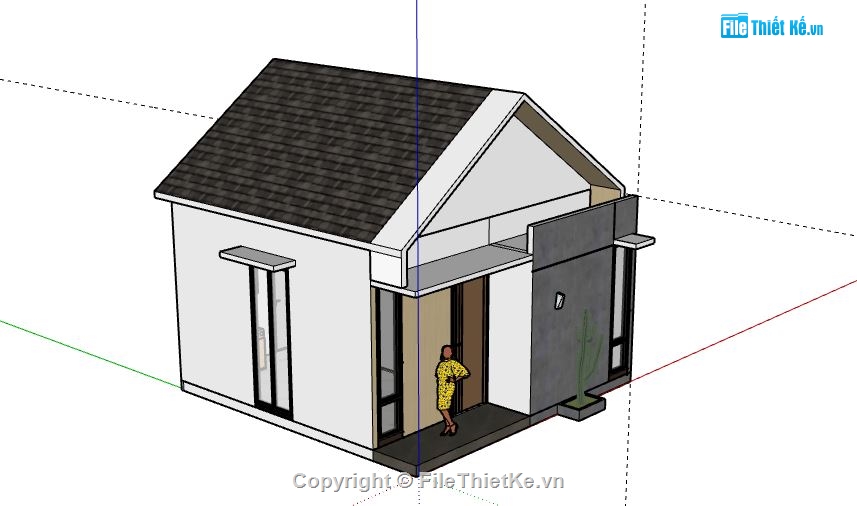 Nhà cấp 4,model su nhà cấp 4,sketchup nhà cấp 4