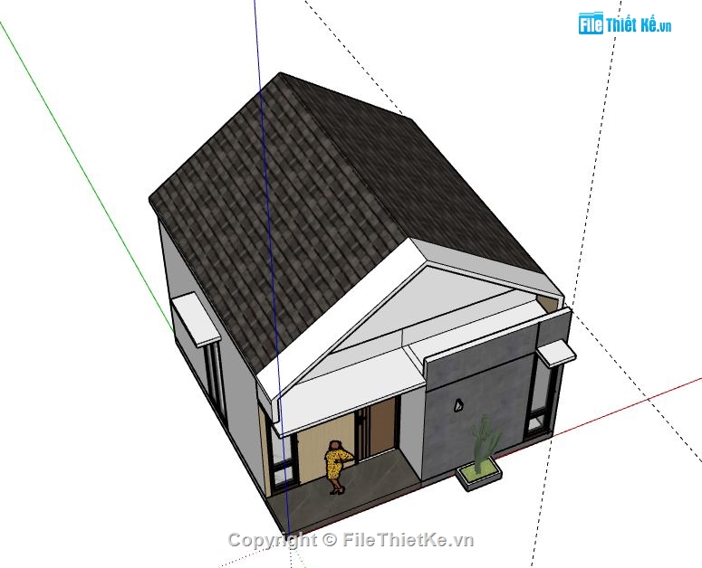 Nhà cấp 4,model su nhà cấp 4,sketchup nhà cấp 4