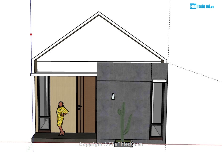 Nhà cấp 4,model su nhà cấp 4,sketchup nhà cấp 4