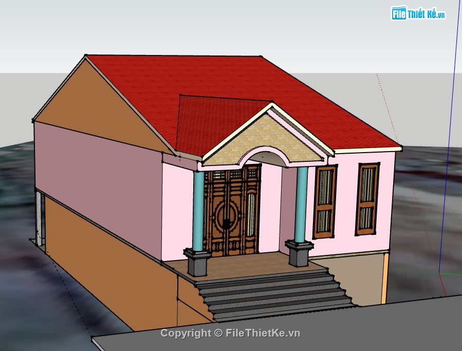 nhà cấp 4,nhà cấp 4 đẹp,file su nhà cấp 4,sketchup nhà cấp 4,model su nhà cấp 4