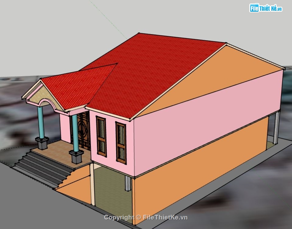 nhà cấp 4,nhà cấp 4 đẹp,file su nhà cấp 4,sketchup nhà cấp 4,model su nhà cấp 4