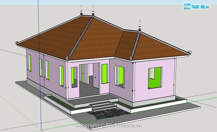 Nhà cấp 4,model su nhà cấp 4,sketchup nhà cấp 4,file su nhà cấp 4
