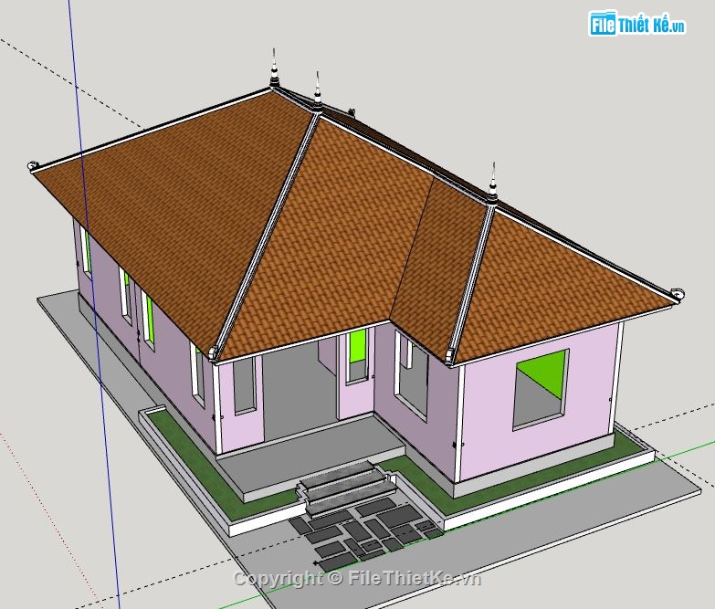 Nhà cấp 4,model su nhà cấp 4,sketchup nhà cấp 4,file su nhà cấp 4