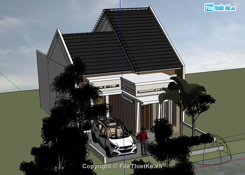 Nhà cấp 4,model su nhà cấp 4,file su nhà cấp 4,sketchup nhà cấp 4,nhà cấp 4 file su