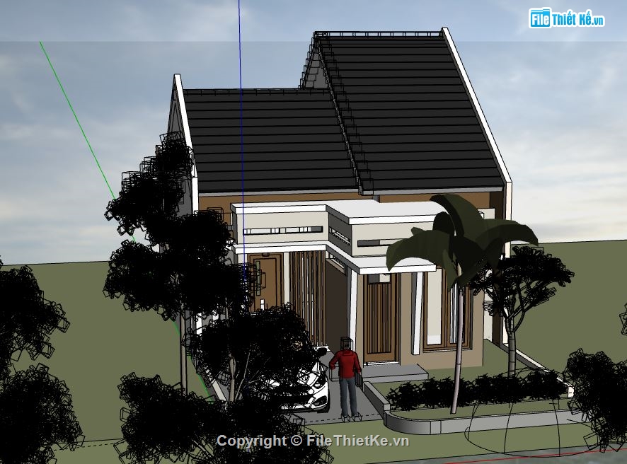 Nhà cấp 4,model su nhà cấp 4,file su nhà cấp 4,sketchup nhà cấp 4,nhà cấp 4 file su