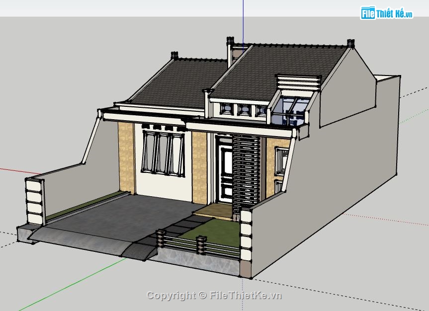 Nhà cấp 4,model su nhà cấp 4 đẹp,file su nhà cấp 4,file sketchup nhà cấp 4,nhà cấp 4 file su