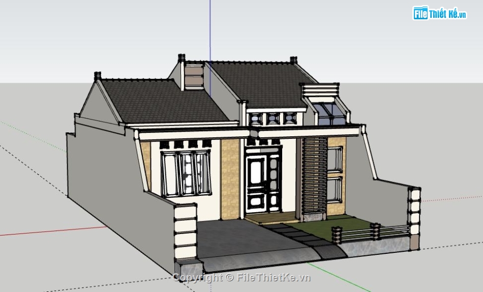 Nhà cấp 4,model su nhà cấp 4 đẹp,file su nhà cấp 4,file sketchup nhà cấp 4,nhà cấp 4 file su