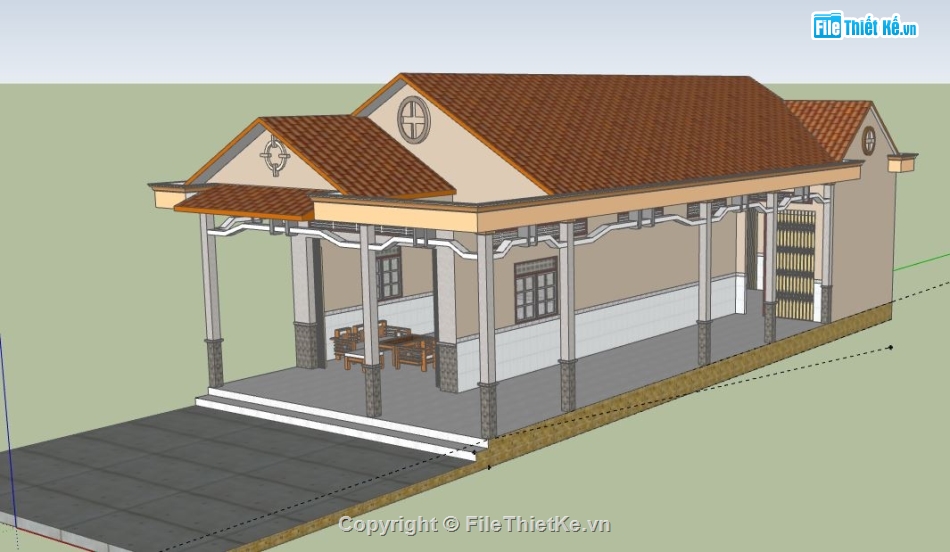 Nhà cấp 4,model su nhà cấp 4,file sketchup nhà cấp 4,nhà cấp 4 file su