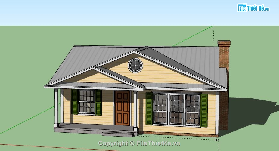 Nhà cấp 4,model su nhà cấp 4,file su nhà cấp 4,nhà cấp 4 model su,sketchup nhà cấp 4