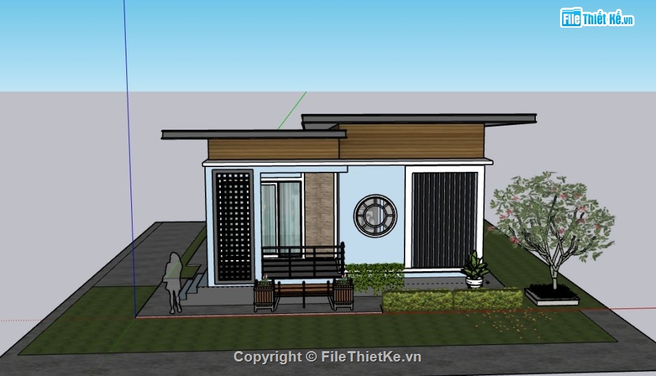 Nhà cấp 4,model su nhà cấp 4,file su nhà cấp 4,nhà cấp 4 file su,sketchup nhà cấp 4