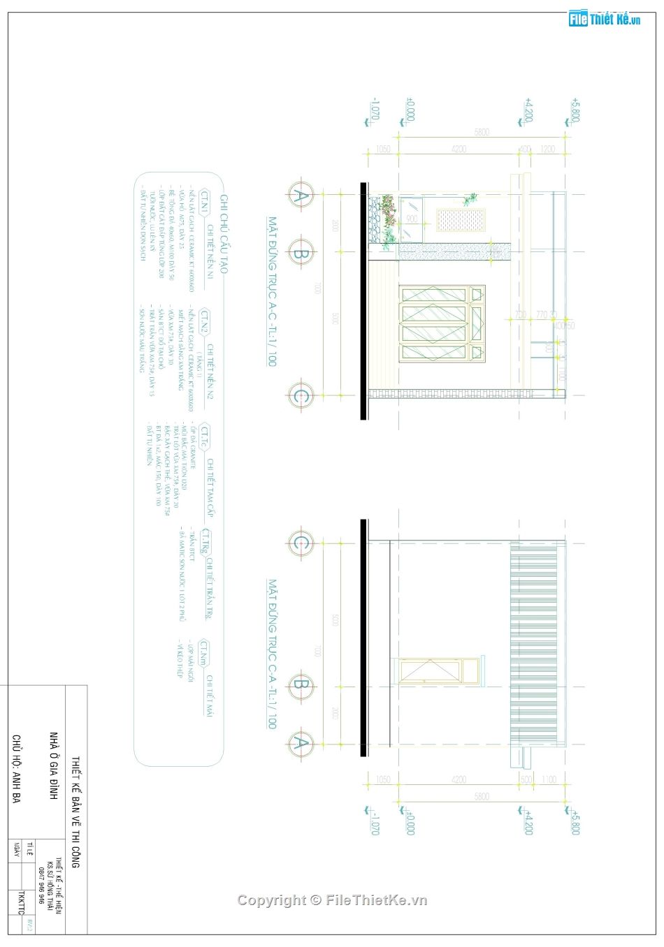 nhà cấp 4 hiện đại,kết cấu kiến trúc đầy đủ,file cad nhà cấp 4,nhà cấp 4 7x14.3m