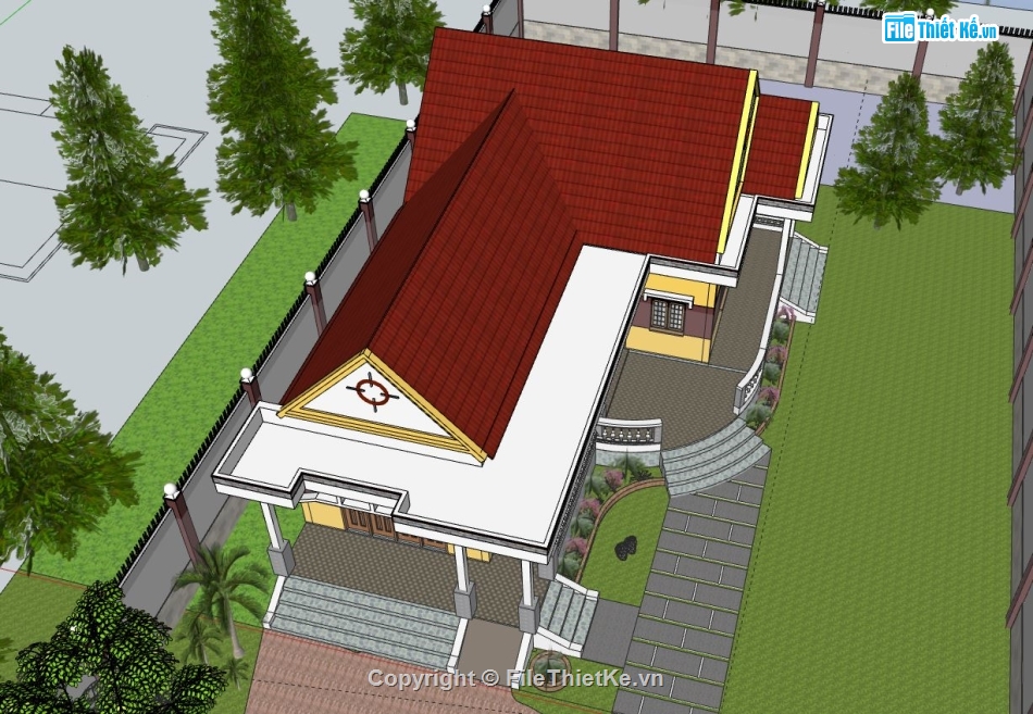 nhà cấp 4 đẹp,file sketchup nhà cấp 4,modle su nhà cấp 4,nhà cấp 4 file sketchup,nhà cấp 4 model su