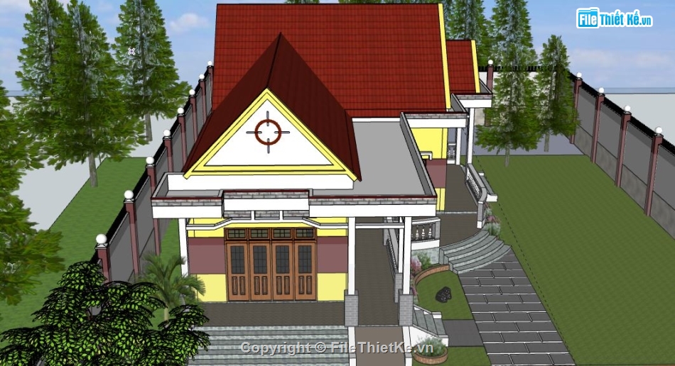 nhà cấp 4 đẹp,file sketchup nhà cấp 4,modle su nhà cấp 4,nhà cấp 4 file sketchup,nhà cấp 4 model su