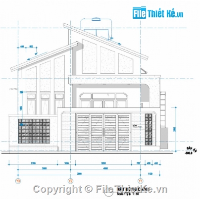 nhà cấp 4 mái lệch,nhà cấp 4,file cad nhà cấp 4,cad nhà cấp 4